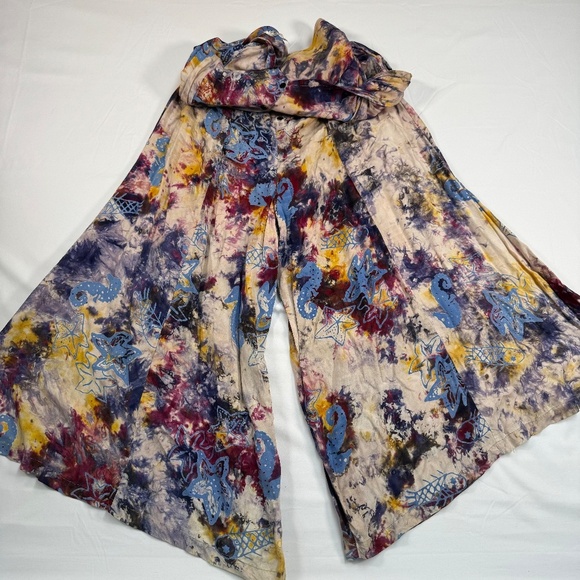 OK Mike Sleeveless Wide Leg Button Up Jumpsuit Womens One Size Multicolor - Picture 9 of 11